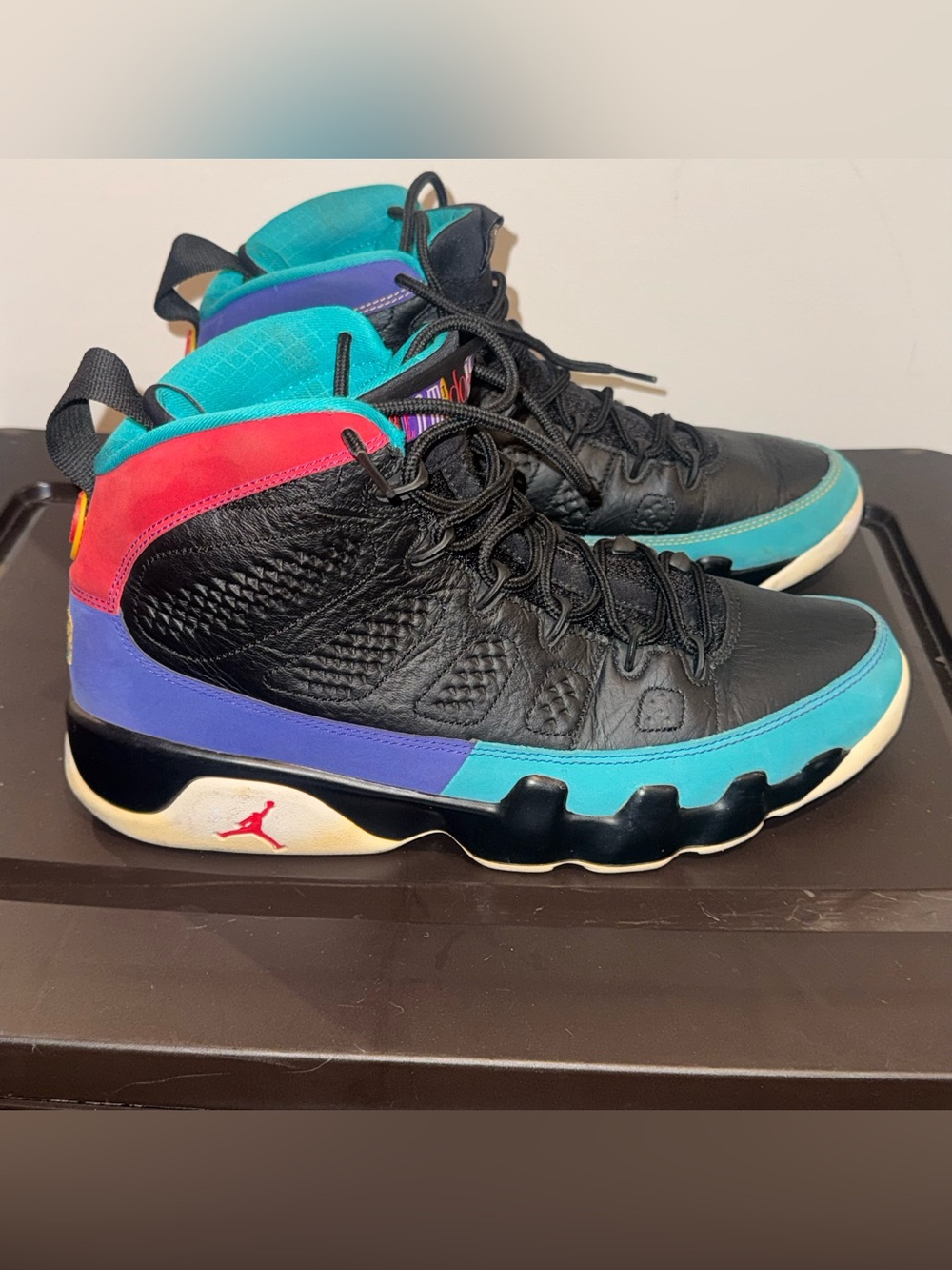 Jordan Kids' Black Teal Purple Red High-Top Sneakers